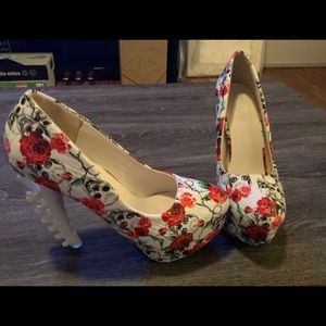 Skull and roses heels